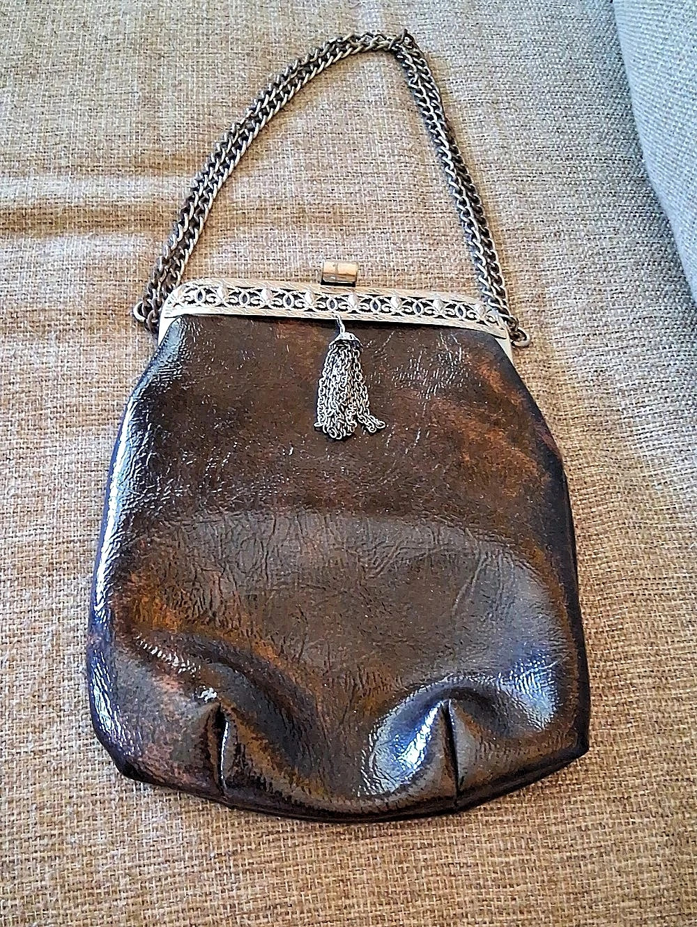 Vintage Brown Frame Chain Handbag